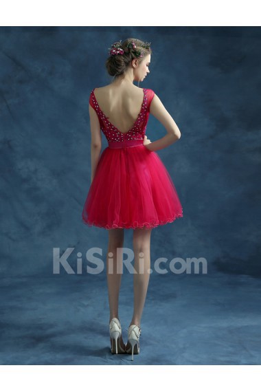 SequinsLace, Tulle Scoop Mini/Short Cap Sleeve Ball Gown Dress with Sequins