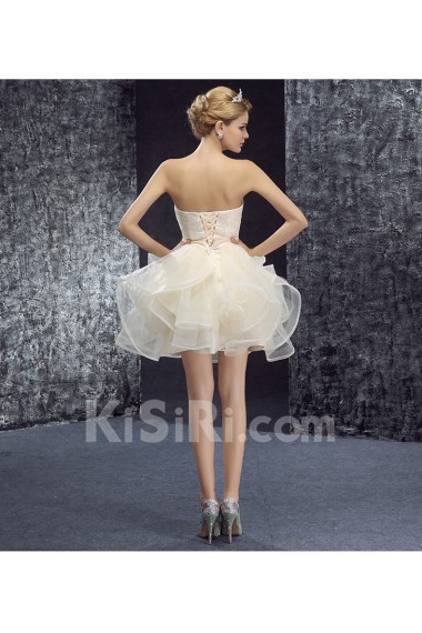 Lace, Tulle Strapless Mini/Short Sleeveless Ball Gown Dress with Bow