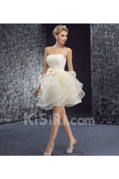 Lace, Tulle Strapless Mini/Short Sleeveless Ball Gown Dress with Bow