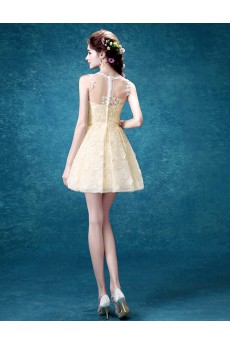 Tulle, Lace Jewel Mini/Short Sleeveless A-line Dress