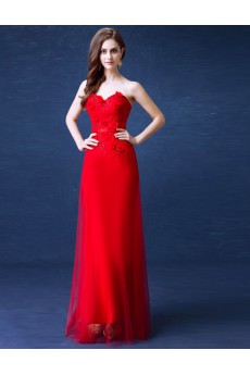 Lace, Chiffon, Tulle Sweetheart Floor Length Sleeveless Sheath Dress with Sequins, Rhinestone