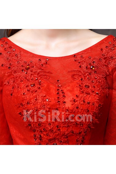 Lace Scoop Floor Length Half Sleeve Sheath Dress with Sequins