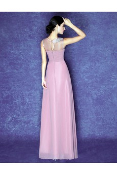 Chiffon Jewel Floor Length Sleeveless Sheath Dress with Sequins