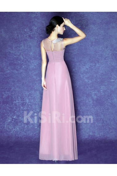 Chiffon Jewel Floor Length Sleeveless Sheath Dress with Sequins