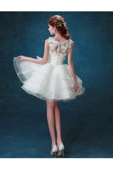 Lace, Tulle Jewel Mini/Short Sleeveless Ball Gown Dress with Applique