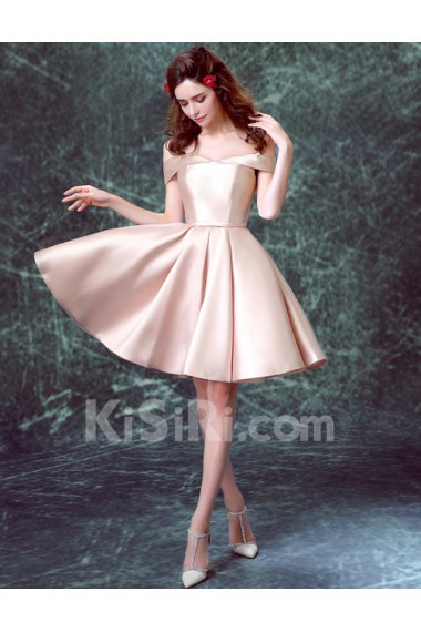 Satin Off-the-Shoulder Mini/Short Ball Gown Dress