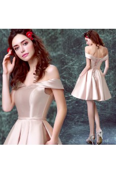 Satin Off-the-Shoulder Mini/Short Ball Gown Dress