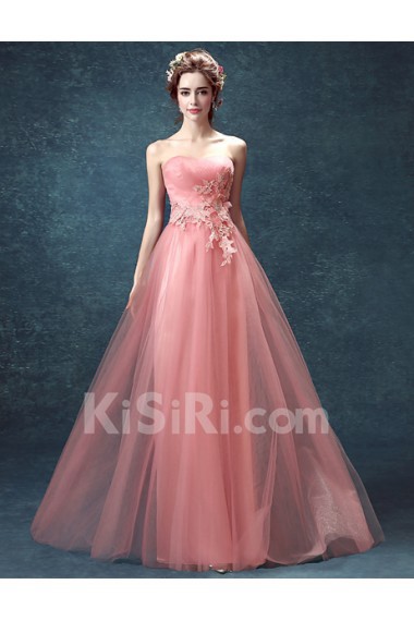 Tulle Sweetheart Floor Length Sleeveless Sheath Dress with Rhinestone