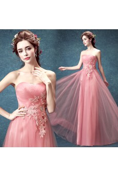 Tulle Sweetheart Floor Length Sleeveless Sheath Dress with Rhinestone