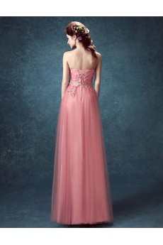 Tulle Sweetheart Floor Length Sleeveless Sheath Dress with Rhinestone