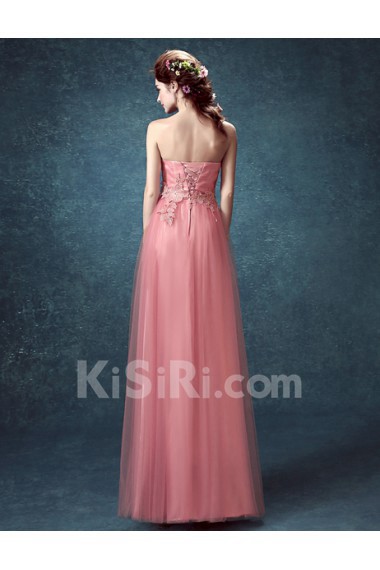 Tulle Sweetheart Floor Length Sleeveless Sheath Dress with Rhinestone