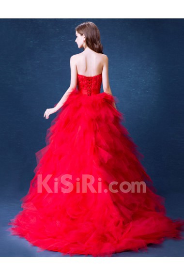 Lace, Chiffon, Tulle Strapless Mini/Short Sleeveless Ball Gown Dress with Rhinestone