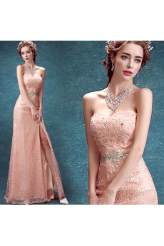 Lace, Chiffon Sweetheart Floor Length Sleeveless Mermaid Dress with Rhinestone