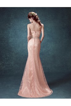 Lace, Chiffon Sweetheart Floor Length Sleeveless Mermaid Dress with Rhinestone