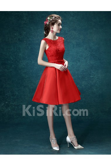 Lace, Chiffon Jewel Mini/Short Sleeveless Ball Gown Dress with Embroidered, Bow