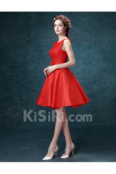 Lace, Chiffon Jewel Mini/Short Sleeveless Ball Gown Dress with Embroidered, Bow