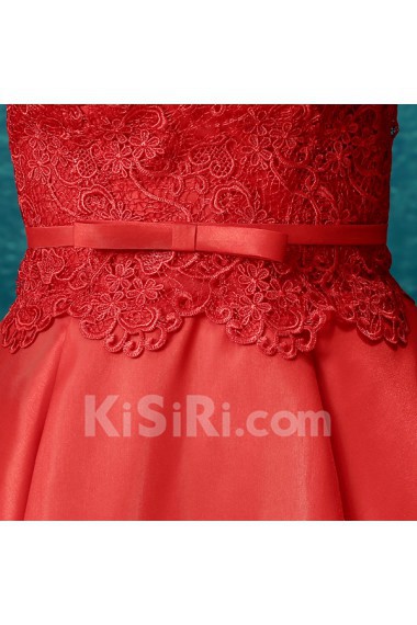 Lace, Chiffon Jewel Mini/Short Sleeveless Ball Gown Dress with Embroidered, Bow