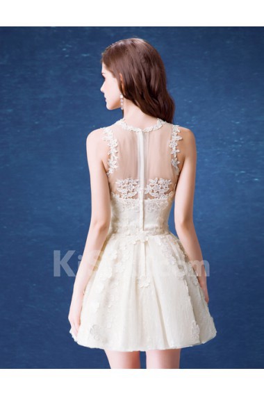 Lace, Organza Jewel Mini/Short Sleeveless Ball Gown Dress