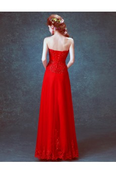 Lace Strapless Floor Length Sleeveless A-line Dress with Sequins