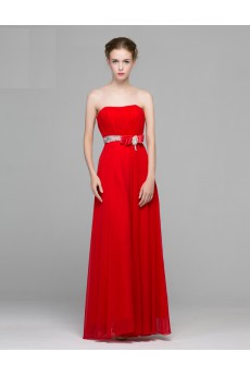 Chiffon Strapless Floor Length Sleeveless Sheath Dress with Sequins, Bow