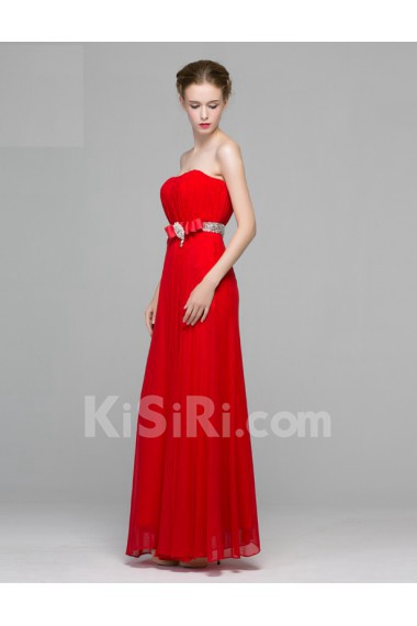 Chiffon Strapless Floor Length Sleeveless Sheath Dress with Sequins, Bow