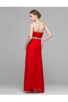 Chiffon Strapless Floor Length Sleeveless Sheath Dress with Sequins, Bow