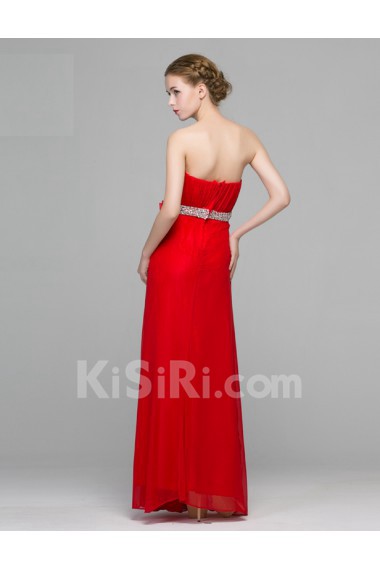 Chiffon Strapless Floor Length Sleeveless Sheath Dress with Sequins, Bow