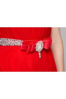 Chiffon Strapless Floor Length Sleeveless Sheath Dress with Sequins, Bow