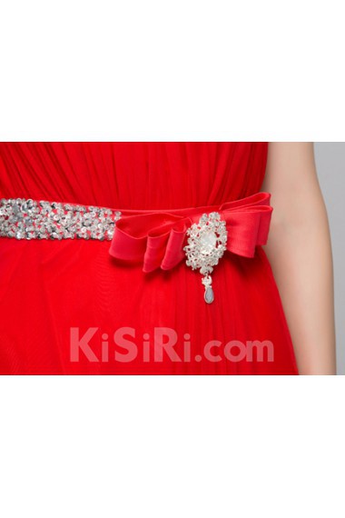 Chiffon Strapless Floor Length Sleeveless Sheath Dress with Sequins, Bow