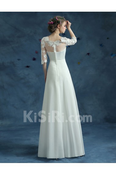 Lace, Tulle Jewel Floor Length Half Sleeve Sheath Dress with Embroidered, Rhinestone