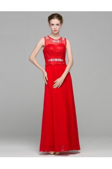 Chiffon Jewel Floor Length Sleeveless A-line Dress with Rhinestone, Sequins