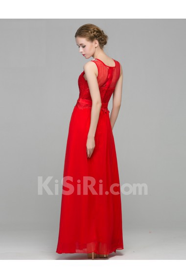 Chiffon Jewel Floor Length Sleeveless A-line Dress with Rhinestone, Sequins