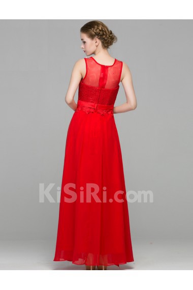 Chiffon Jewel Floor Length Sleeveless A-line Dress with Rhinestone, Sequins