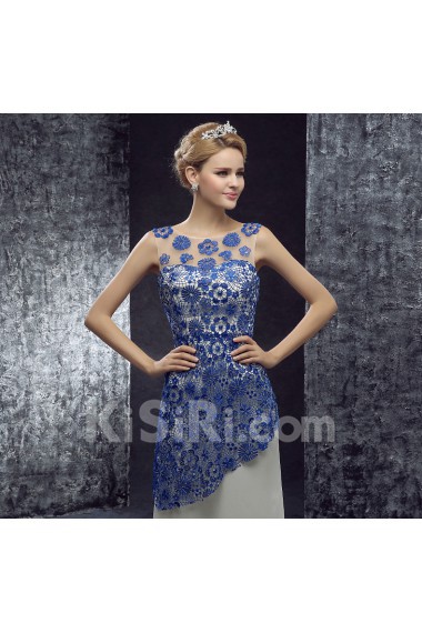 Lace Scoop Floor Length Sleeveless Mermaid Dress with Applique