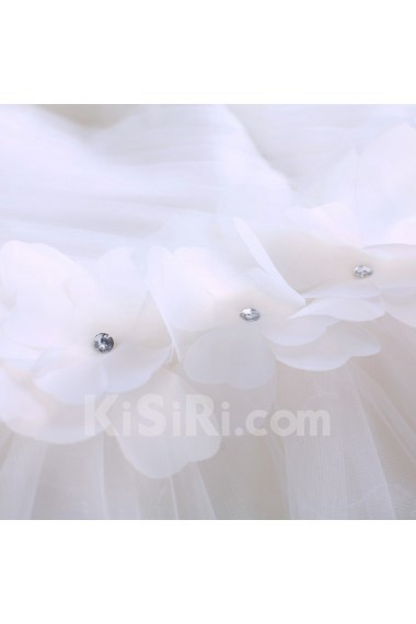 Organza One-shoulder Floor Length Sleeveless Ball Gown Dress with Rhinestone