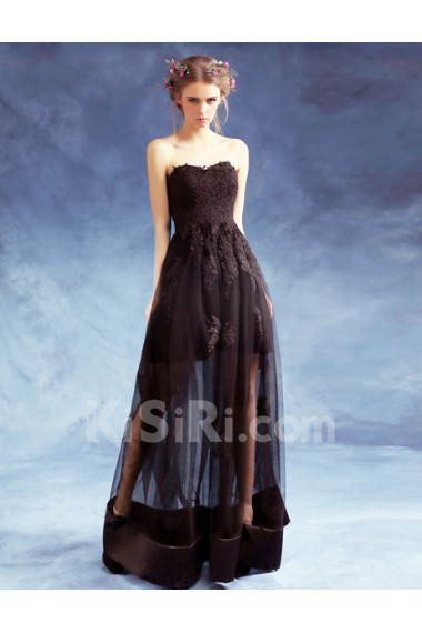 Lace, Tulle Sweetheart Floor Length Sleeveless A-line Dress with Embroidered