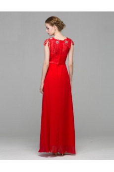 Organza, Lace, Satin Jewel Floor Length Sleeveless Sheath Dress with Rhinestone, Sash