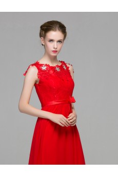 Organza, Lace, Satin Jewel Floor Length Sleeveless Sheath Dress with Rhinestone, Sash