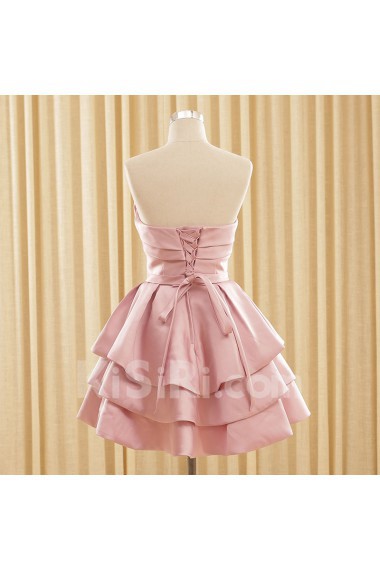 Satin Strapless Mini/Short Sleeveless Ball Gown Dress with Bow