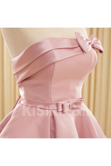 Satin Strapless Mini/Short Sleeveless Ball Gown Dress with Bow