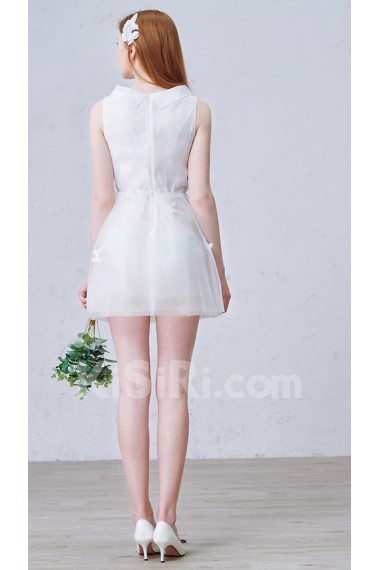 Tulle Asymmetrical Mini/Short Sleeveless A-line Dress with Bow