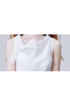 Tulle Asymmetrical Mini/Short Sleeveless A-line Dress with Bow