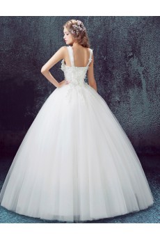 Organza Square Floor Length Sleeveless Ball Gown Dress with Sequins