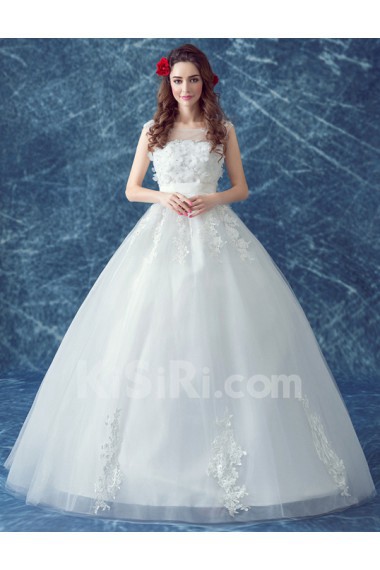 Lace, Organza Scoop Floor Length Sleeveless Ball Gown Dress with Sequins