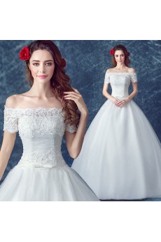 Organza Off-the-Shoulder Floor Length Ball Gown Dress with Bow