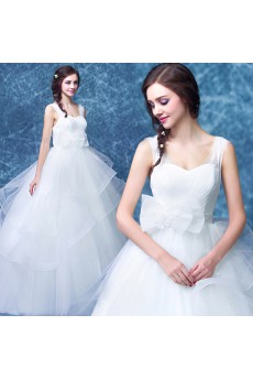 Organza Square Floor Length Sleeveless Ball Gown Dress with Bow