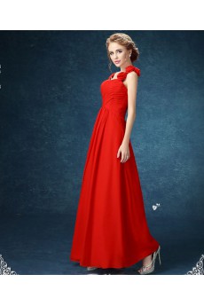 Chiffon, Lace Sweetheart Floor Length Sleeveless Sheath Dress with Handmade Flowers