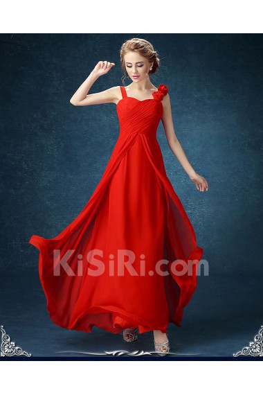 Chiffon, Lace Sweetheart Floor Length Sleeveless Sheath Dress with Handmade Flowers