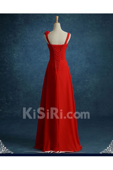 Chiffon, Lace Sweetheart Floor Length Sleeveless Sheath Dress with Handmade Flowers