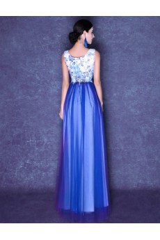 Tulle Scoop Floor Length Sleeveless Sheath Dress with Sequins